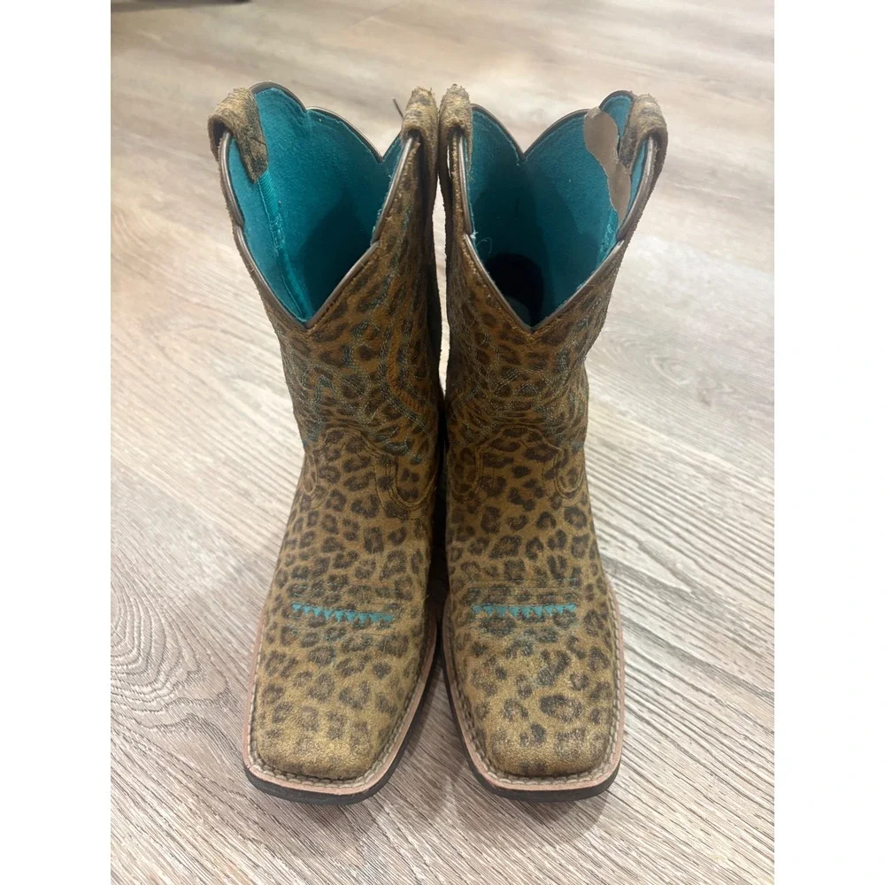 Ariat Primetime Girls Leopard Print Western Boots Toddler Size 1 Style 10044422